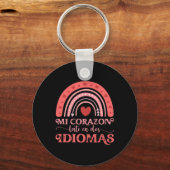 Mi Corazon Late En Dos Idiomas Bilingual Valentine キーホルダー (正面)