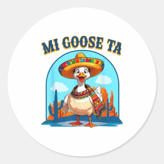 Mi Goose Ta Funny Fiesta Goose Pun Shirt Sombrero  ラウンドシール (正面)