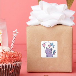 Mi-Mi kitten and hearts, personnalisées スクエアシール