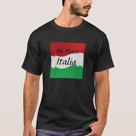 Mi Piaceイタリアのイタリアンな旗のワイシャツ Tシャツ (正面)