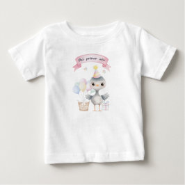 Mi primer año - Charabón en acuarela con gorrito ベビーTシャツ