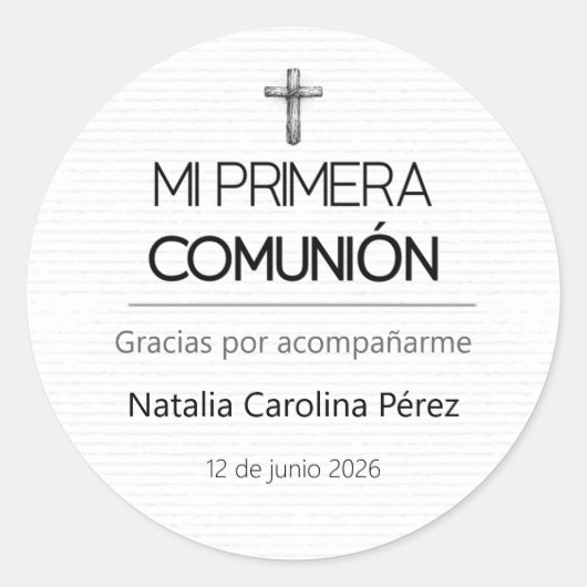Mi Primera Comunion Spanish Favor Stickers Labels ラウンドシール (正面)