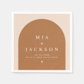 MIAアーチ型ボホテラコッタ結婚の歓迎 スタンダードカクテルナプキン (正面)