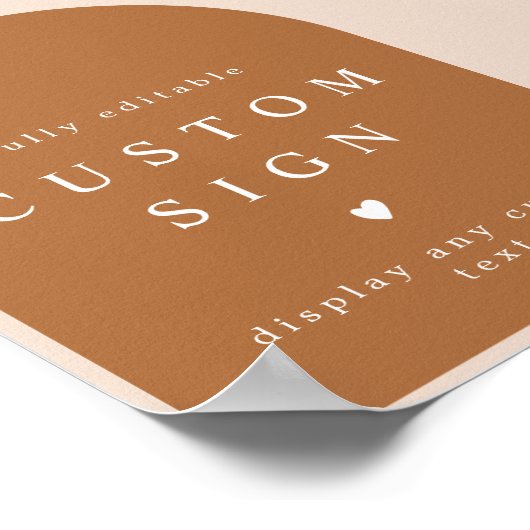 MIAアーチ型焦げオレンジモダン色カスタム文字標識 ポスター (角)