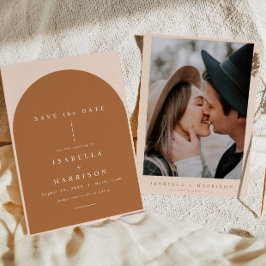 MIAアーチ焼きオレンジモダンミニマ結婚リスト 招待状