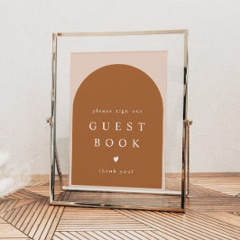 MIAアーチ焼けオレンジモダンのゲストブックサイン ポスター