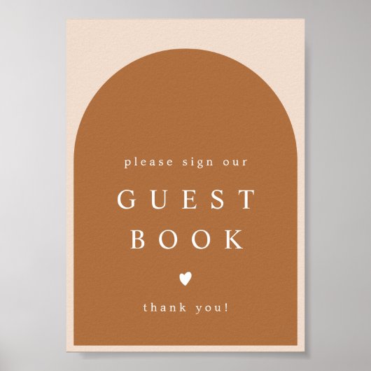 MIAアーチ焼けオレンジモダンのゲストブックサイン ポスター (正面)