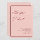 MIAピはっきりしたンク&レッド結婚式招待状 招待状 (正面/裏面)