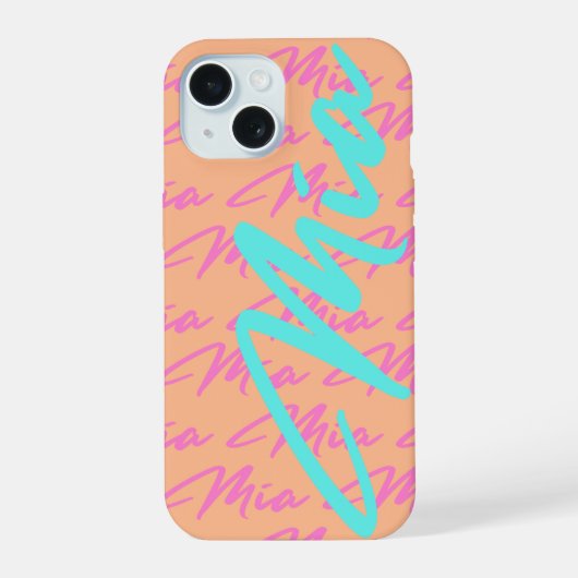 Mia繰り返し名のパターン iPhone 15ケース (裏面)