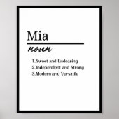 Mia、女の子パーソナライズされた名の定義 ポスター (正面)