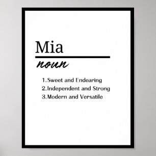 Mia、女の子パーソナライズされた名の定義 ポスター