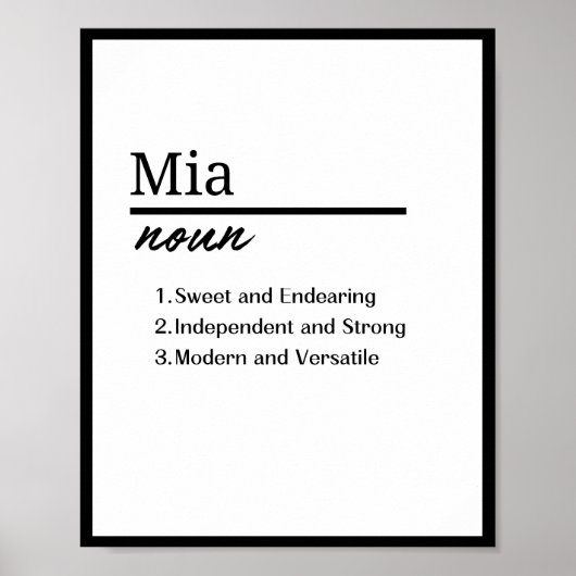 Mia、女の子パーソナライズされた名の定義 ポスター (正面)