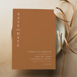 Mia – 燃えたオレンジモダン色のミニマリスト日付を保存 招待状