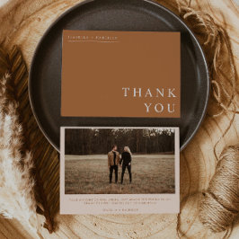 MIA Boho Burntオレンジフラットフォトサンキューカード 招待状