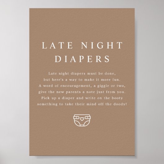 MIA Boho Earthトーン深夜おむつ赤ちゃんシャワー ポスター (正面)