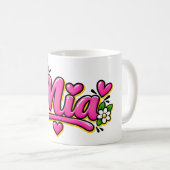 Mia Coffee Mug, Personalized Olivia Name Cup コーヒーマグカップ (正面右)