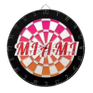 MIAMI ピンク オレンジ 黒 白の文字 赤 ダーツボード