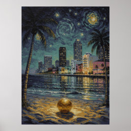 Miami Art Deco Beach Soccer Fine Art ポスター