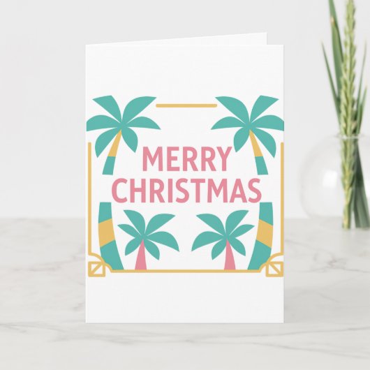 Miami Art Deco Christmas Palm Tree Card シーズンカード (正面)