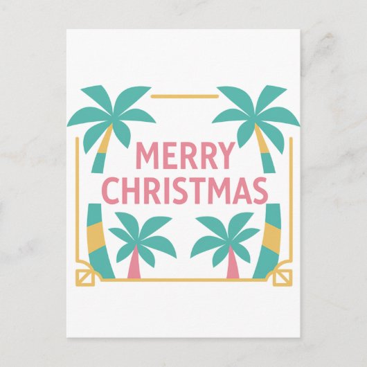 Miami Art Deco Christmas Palm Tree Postcard シーズンポストカード (正面)