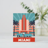Miami Art Deco South Beach Retro Car ポストカード (スタンド正面)