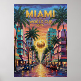 Miami Art Deco World Cup 2026 Soccer Ocean Drive  ポスター