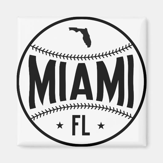Miami Baseball Themed マグネット (正面)