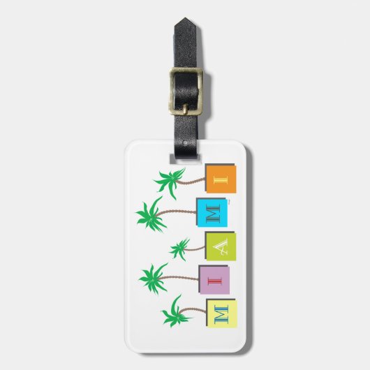 Miami Beachのやし ラゲッジタグ (正面縦)