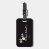 Miami Beachのピンクの灰色 ラゲッジタグ (正面縦)
