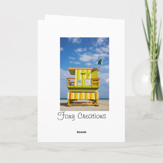 Miami Beachのライフセービングの立場の挨拶状 カード (裏面)