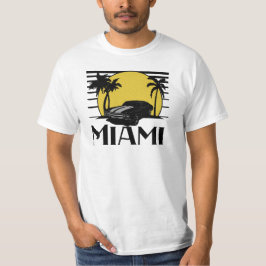 Miami Beachの日没の波車のTシャツ Tシャツ