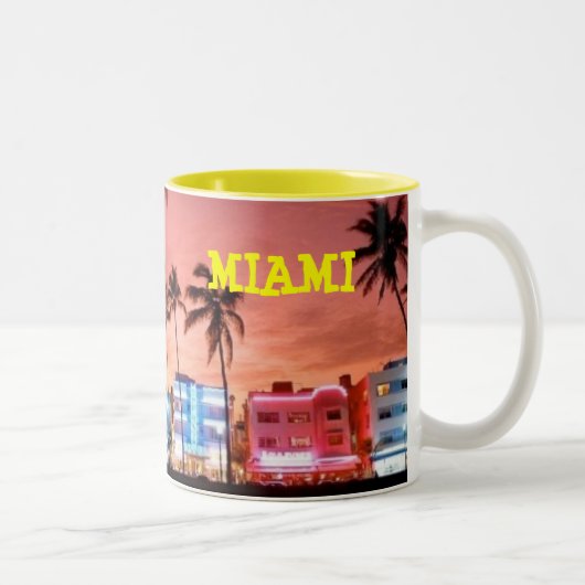 MIAMI BEACHフロリダのマグ ツートーンマグカップ (右)