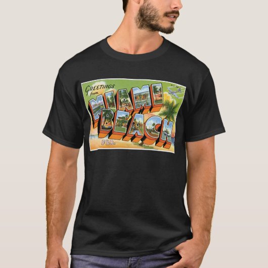 Miami Beach、フロリダからの挨拶! Tシャツ (正面)