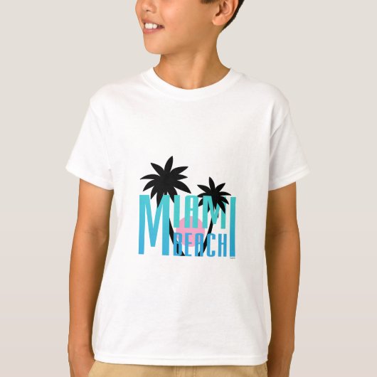 Miami Beach、フロリダのタイポグラフィのカッコいい Tシャツ (正面)