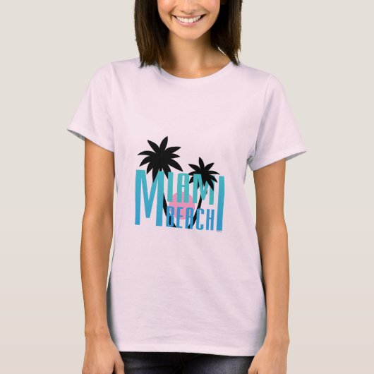 Miami Beach、フロリダのタイポグラフィのカッコいい Tシャツ (正面)