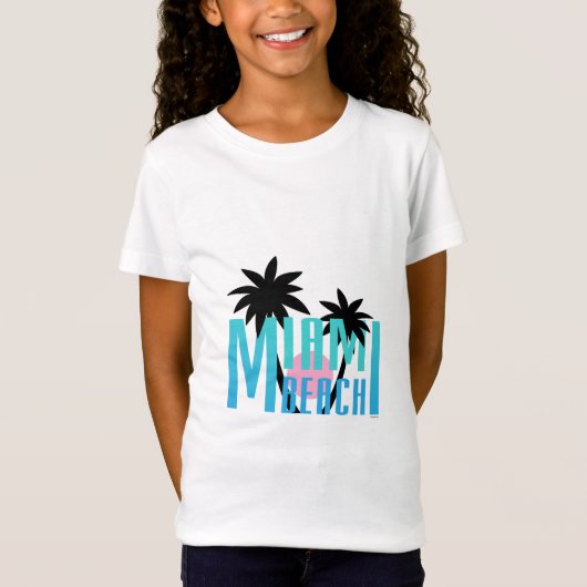 Miami Beach、フロリダのタイポグラフィのカッコいい Tシャツ (正面)