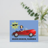 MIAMI BEACH, フロリダ 車の中の女性 アート ポストカード (スタンド正面)