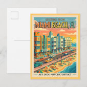 Miami Beach Art Deco District Vintage Style ポストカード (正面/裏面)
