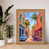 Miami Beach Colorful Street Scene ポスター