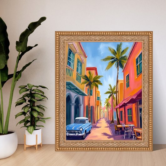 Miami Beach Colorful Street Scene ポスター