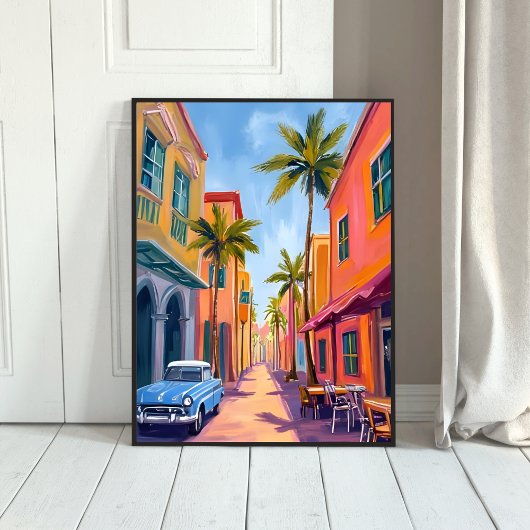 Miami Beach Colorful Street Scene ポスター