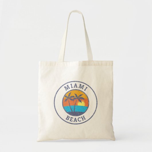 Miami Beach, Florida Faded Classic Style トートバッグ (正面)