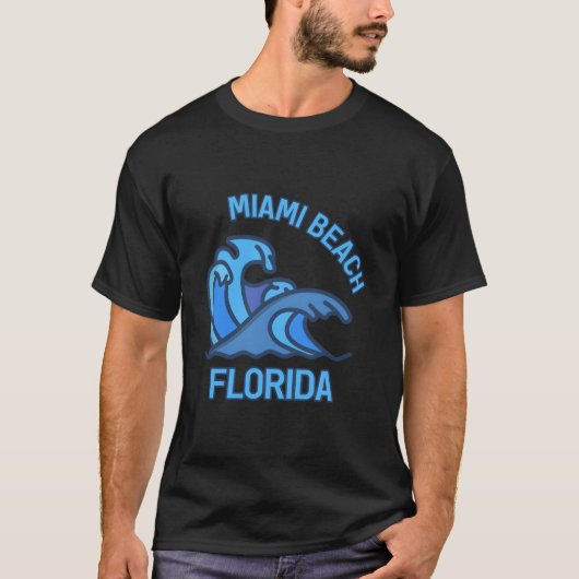 Miami Beach Florida Pocket Wave Tシャツ (正面)