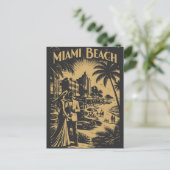 Miami Beach, Florida Retro Art Deco Travel Tourism ポストカード (スタンド正面)