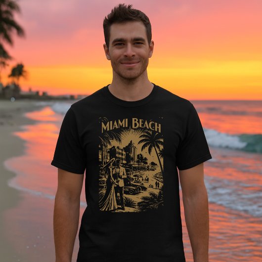 Miami Beach, Florida Retro Art Deco Travel Tourism Tシャツ