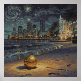 Miami Beach Moonlit Skyline Soccer 2026 ポスター
