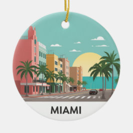 Miami Beach Ocean Drive Art Deco セラミックオーナメント