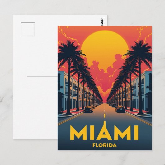 Miami Beach Palms Art Deco ポストカード (正面/裏面)