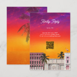 Miami Beach Rainbow Row Charleston Palm Wedding エンクロージャーカード
