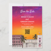 Miami Beach Rainbow Row Charleston Palm Wedding セーブザデート (正面)